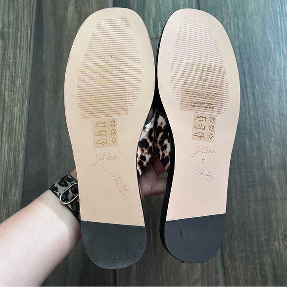 J. Crew Wide Cross Trap Ingrid Sandal Leopard Calf Hair Sz 7 - Picture 9 of 11